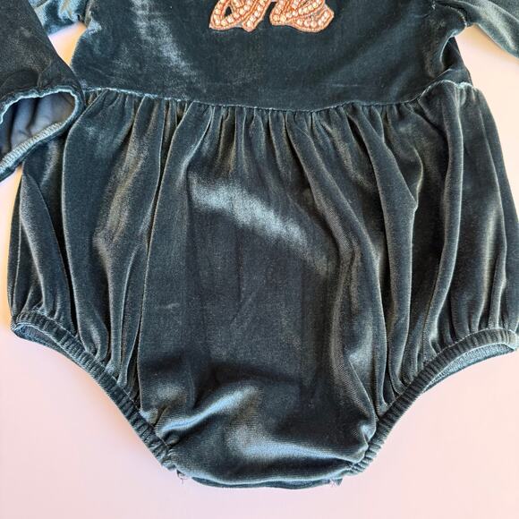 Lily & Max 1st Birthday Baby Girl Green Ruffle Bubble Romper 12-24m - Picture 3 of 12